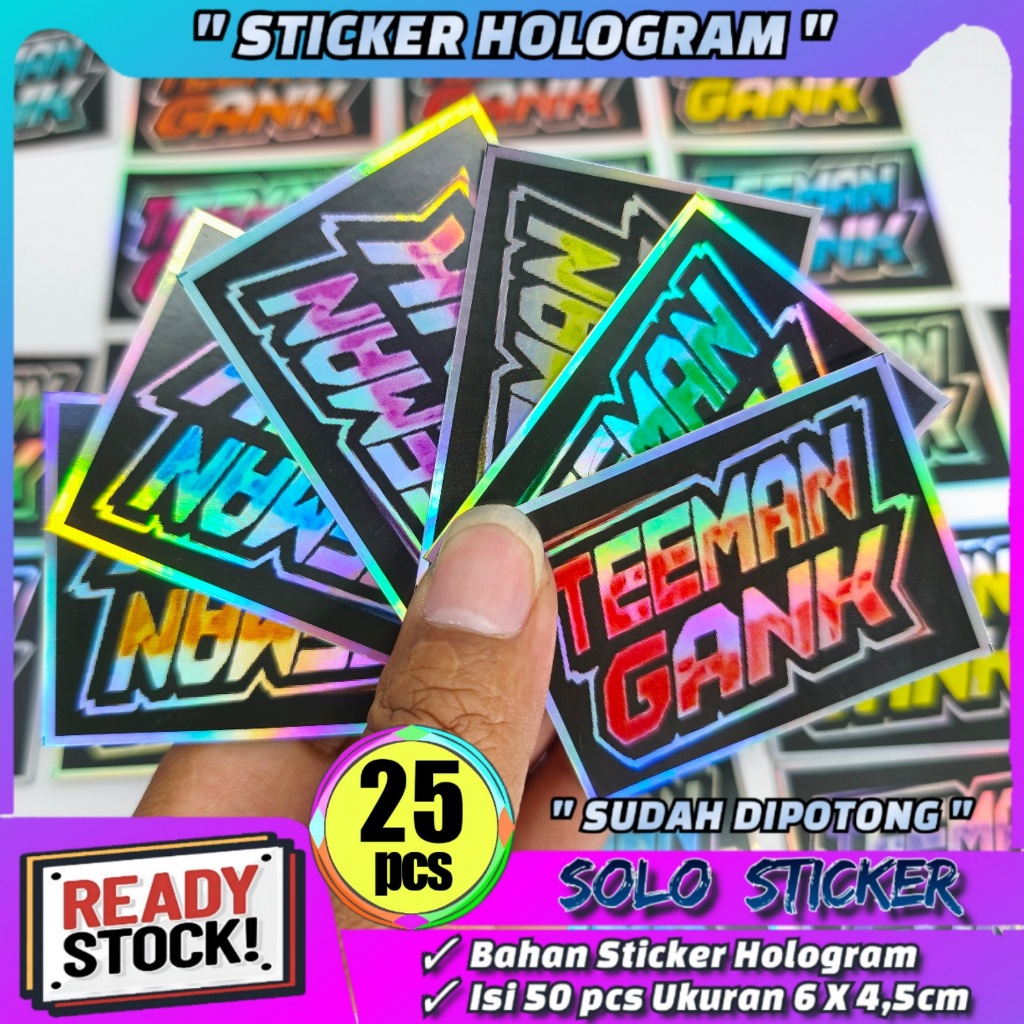 

Sticker Teeman Gank Hologram Isi 25 pcs SUDAH DIPOTONG Waterprof Anti Air