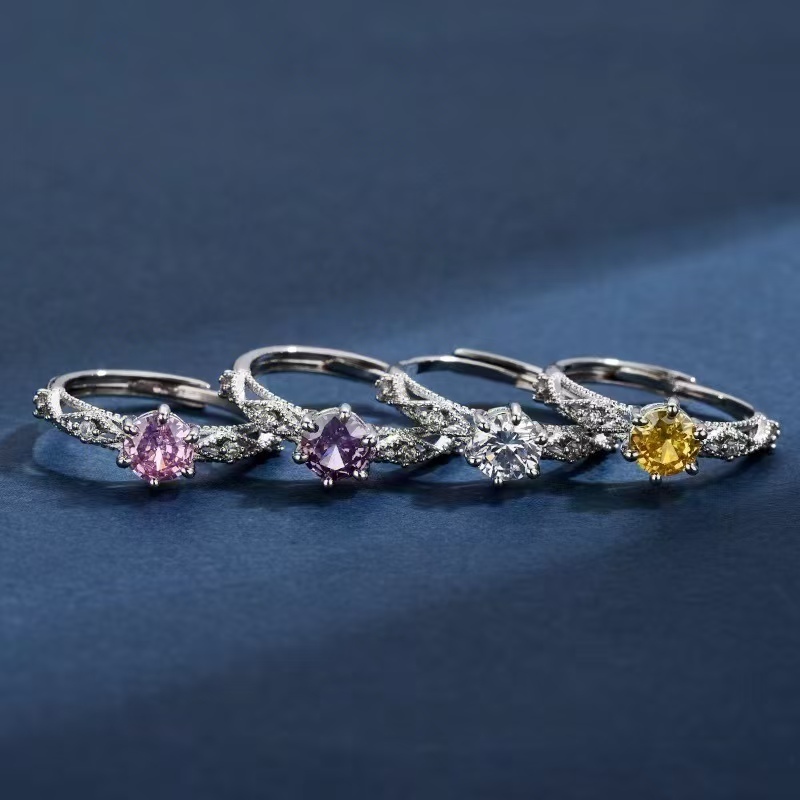 Cincin Berlian Wanita Fashion 925 Cincin Perak Pasangan Pernikahan Cincin Moissanite