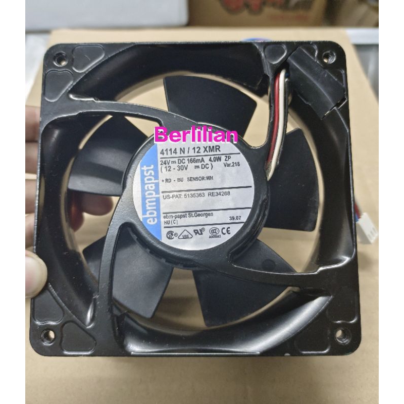 FAN DC 24V 12CM Merek EBMPAPST Bodi Besi Ball Bearing