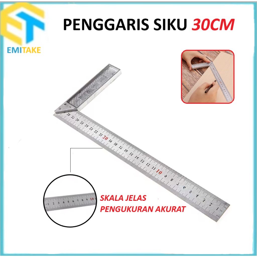 

Penggaris Siku Tukang 30cm Stainless Steel Angle Ruler Penggaris Siku L Mistar Ukur Tukang