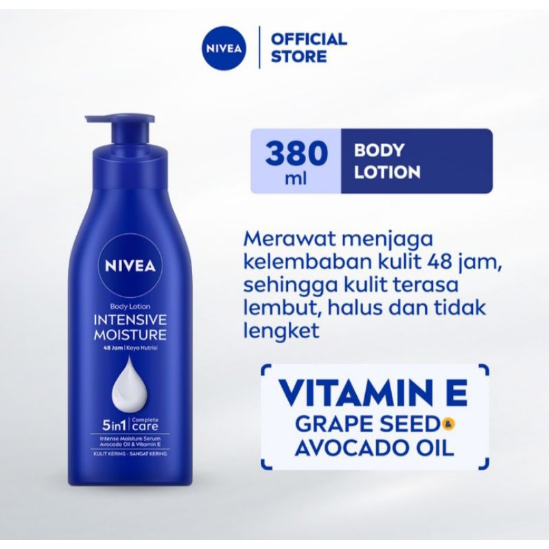 Nivea Intensive Moisture Lotion Pelembap Tubuh Kulit Kering Pump 380 ml
