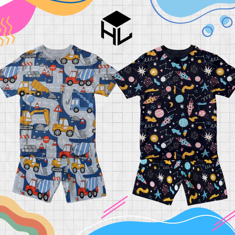 Modern Baju Kaos Setelan Printing Anak Laki Laki Karakter Excavator Lucu Umur 1  1 Tahun Hypelane