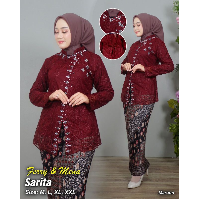 Kebaya Kondangan Wanita Modern Set Kebaya Tille Sarita Payet Premium Kebaya Lamaran Setelan Baju Keb