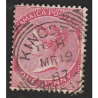 

A 11700 SATU BUAH PRANGKO KUNO KLASIK JAMAICA NOMINAL ONE PENNY TEMA QUEEN VICTORAN KONDISI ADA CAP 19 MARET 1887