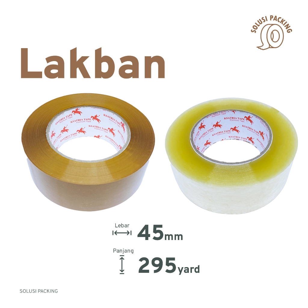 

Lakban OPP Bening Coklat Ksatria 45mm x 295 Yard 1 roll Premium Kualitas Terbaik | SOLUSI PACKING
