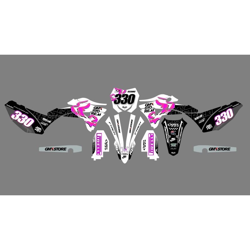Decal Custome Kawasaki Klx gordon Hitam Pink Putih
