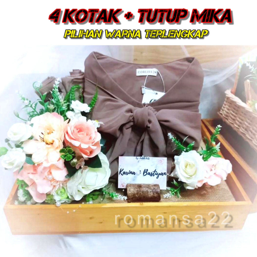 

Kotak Seserahan Pernikahan KAYU Set Lengkap Isi 4 Box Hantaran Parcel Mika Rustik Elegan
