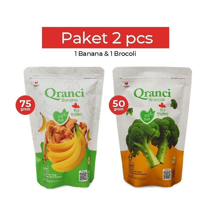 

Qranci Keripik Rambak Brokoli 50gr & Keripik Rambak Pisang | Rampis Snack Dried 75gr - Paket 2 pcs