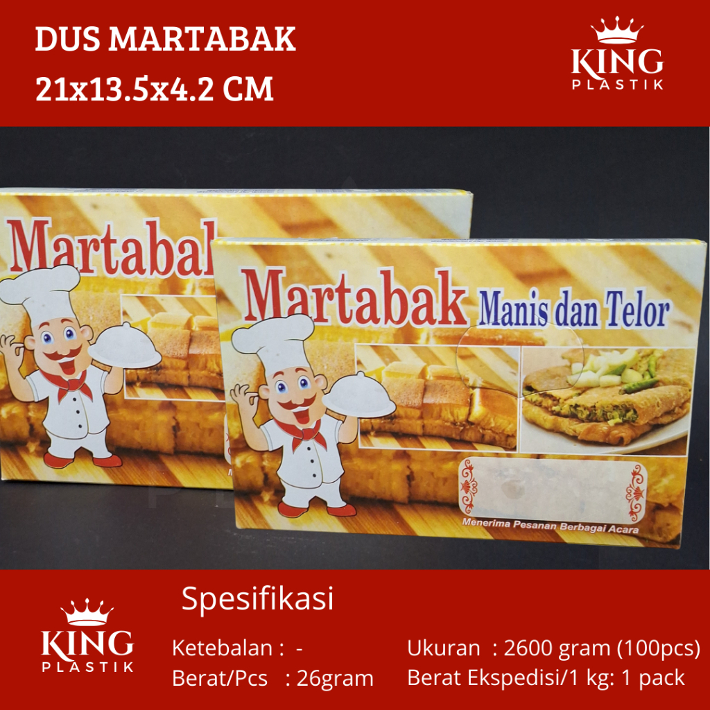 

Box Martabak | Dus Martabak | Kotak Martabak UK 21cm x 13.5cm x 4cm Isi 100pcs