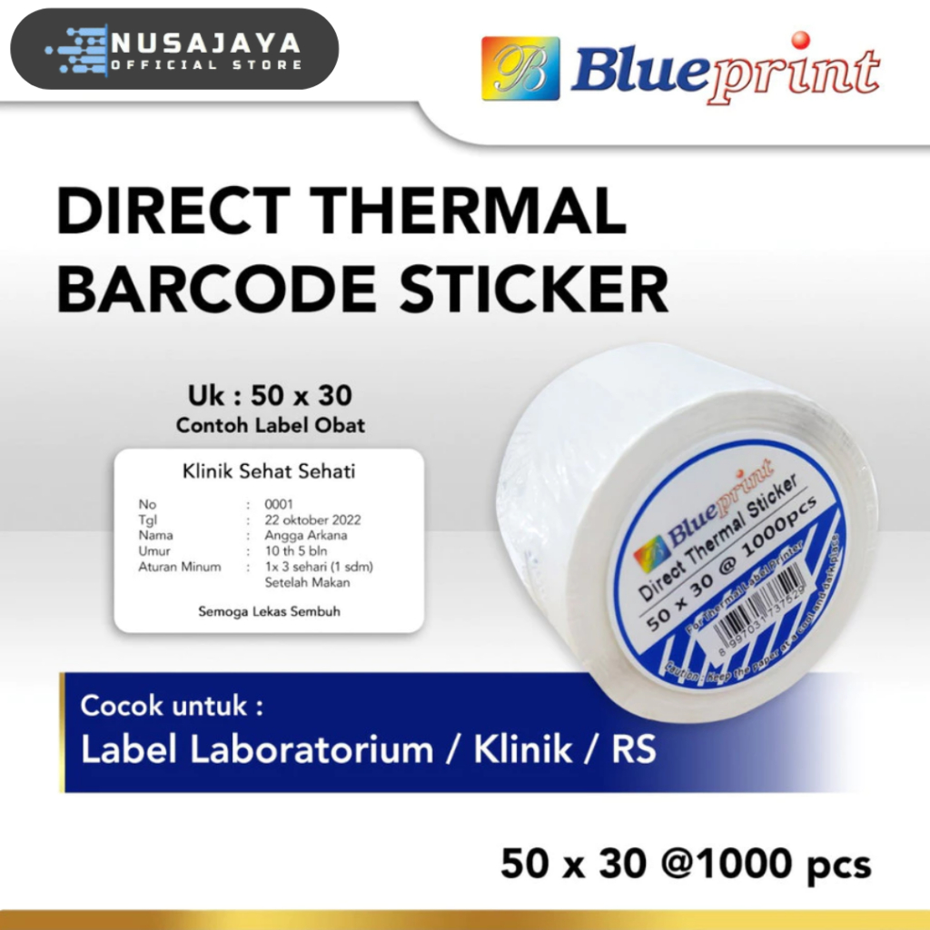 

Label Stiker 50x30x1 Line isi 1000 BLUEPRINT Direct Thermal Sticker