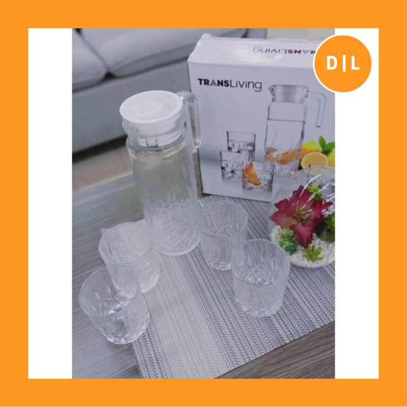 TRANSLIVING DRINK SET 5 / gelas set pitcher jar kaca 5pcs
