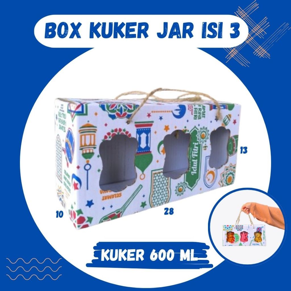 

Box Kuker jar 28x10x13 Toples Jar 600ml isi 3 Jinjing Gable Box Jar Kue Kering Gable Box Serbaguna Botol Dus Kue Kering Kemasan Madu Souvenir