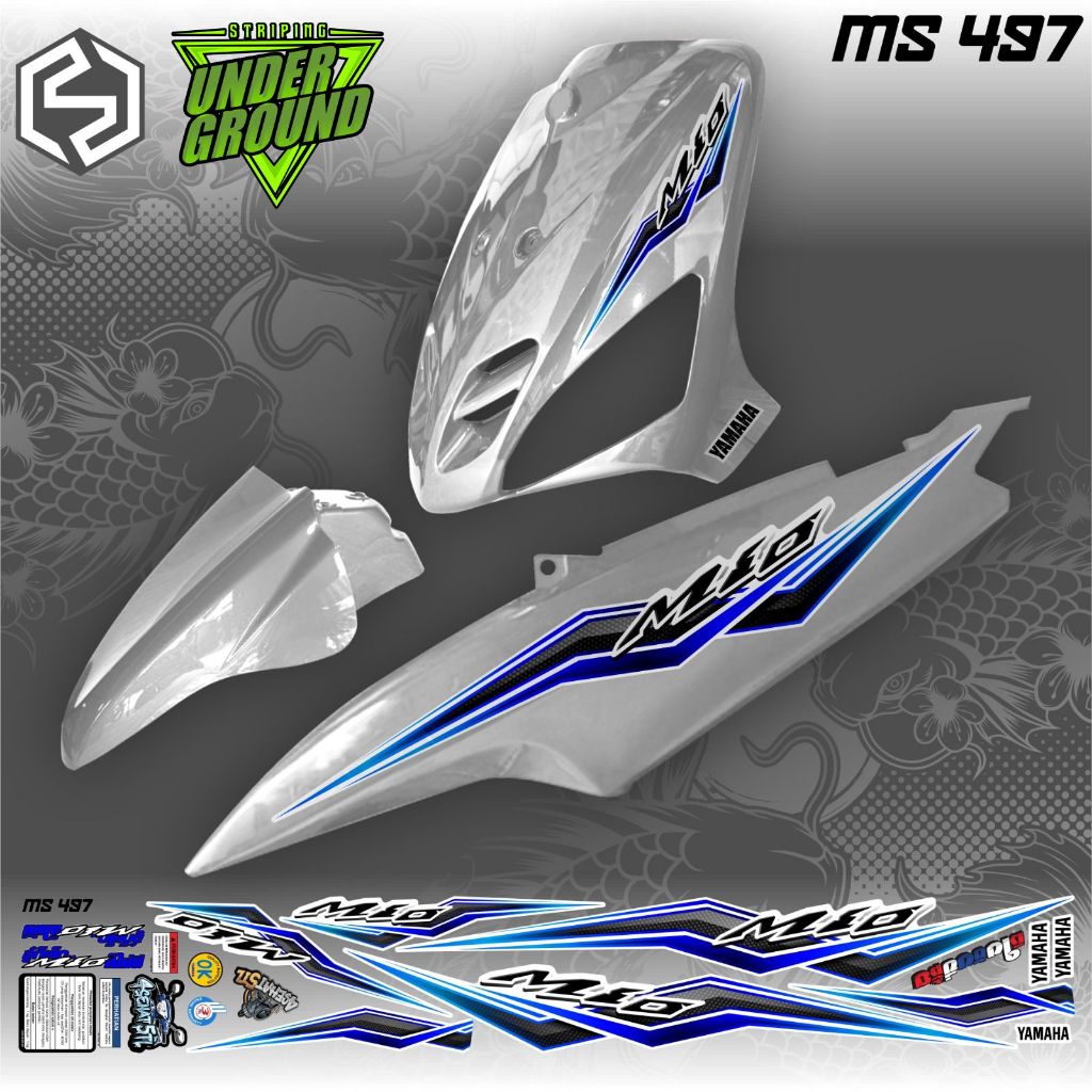 Striping Variasi Yamaha Mio Sporty/Old, Motif Simple Sticker Yamaha Mio Body Putih