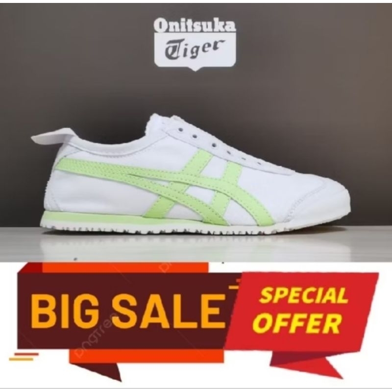 Sepatu Slip On Wanita Onitsuka Tiger Mexico66 ORIGINAL White Green Toska