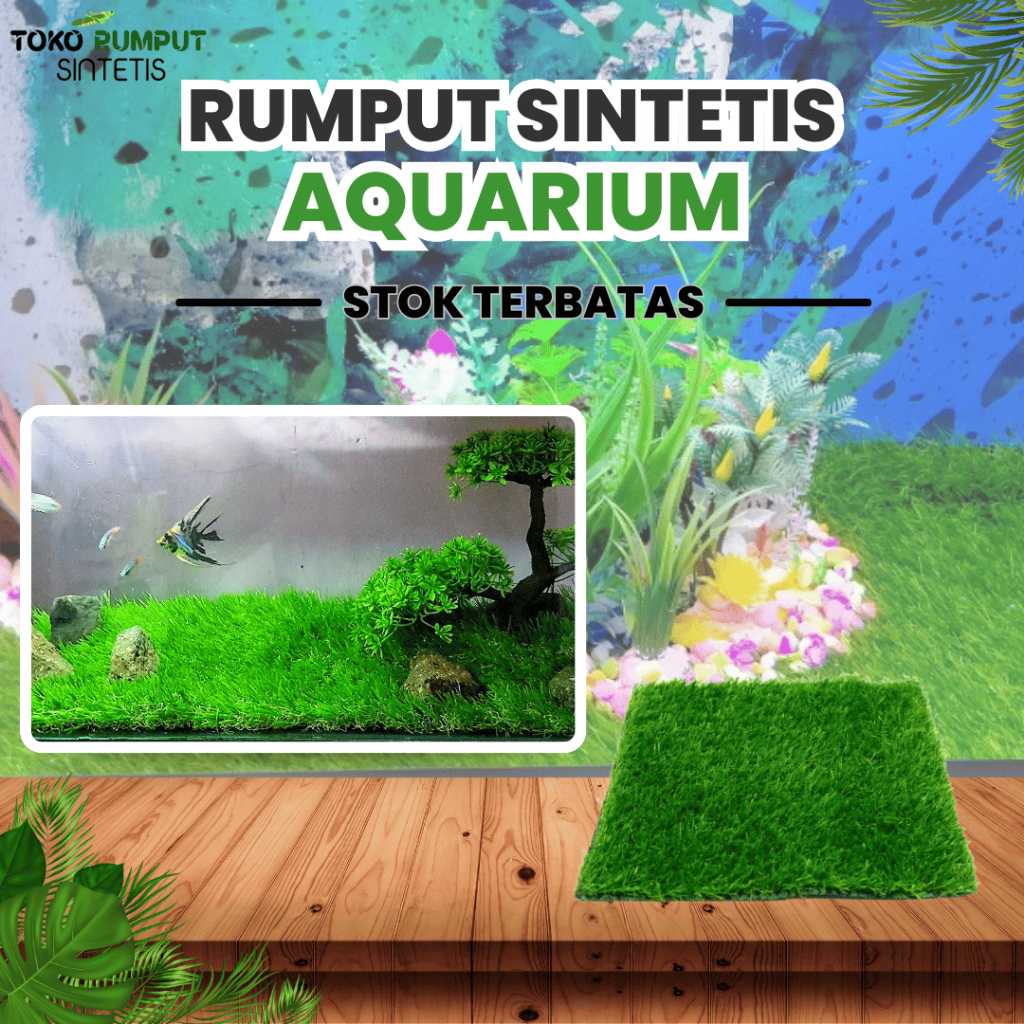 Rumput Sintetis Aquarium 60x40cm Rumput Sintetis Aquascape Tebal 3 cm Rumput Platik Aquarium 30x20cm