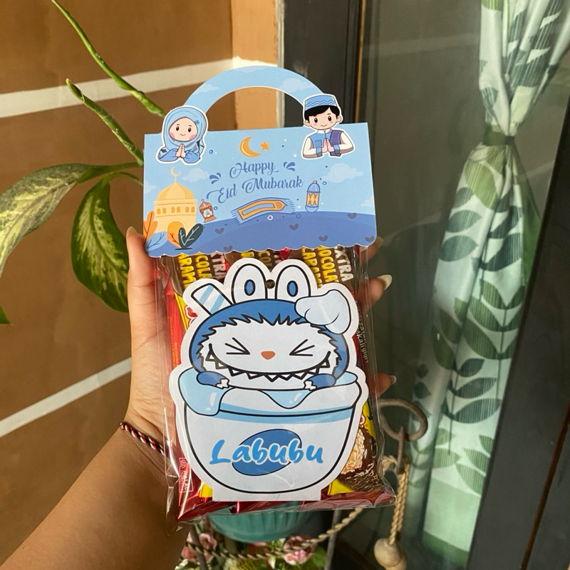 10pcs PLASTIK LABEL LEBARAN IDUL FITRI AESTHETIC (1 PAKET TALI, PLASTIK, LABEL) BINGKISAN SNACK LEBA