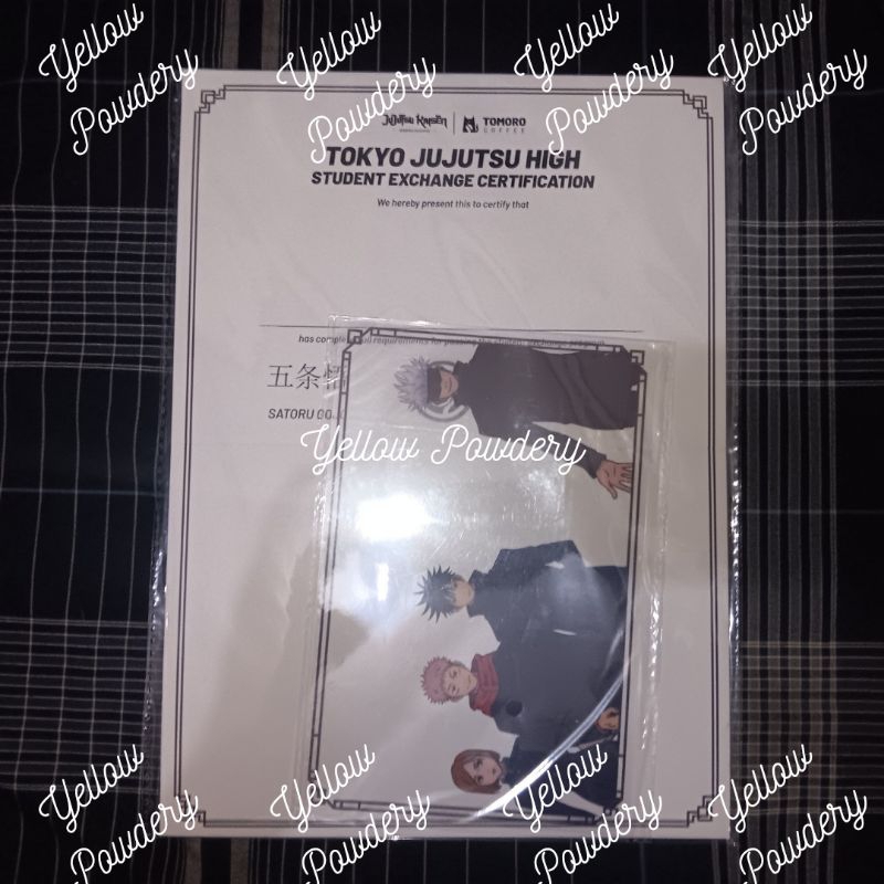 READY SERTIFIKAT JUJUTSU KAISEN X TOMORO COFFEE LIMITED EDITION SERTIFICATE SATORU GOJO GETO NOBARA 