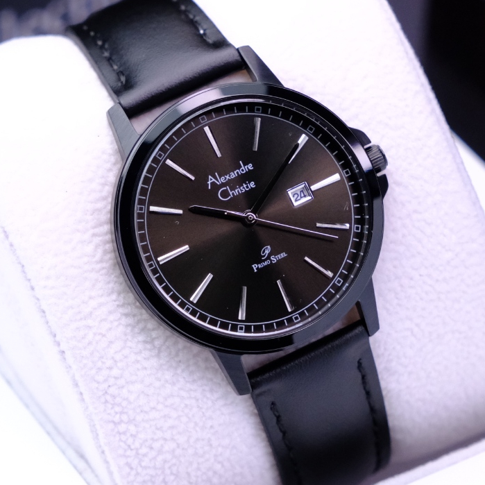 Alexandre Christie Wanita Terbaru Original Warna Black - AC1014 Strap Kulit