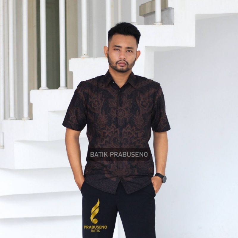 Batik Prabuseno Kemeja Pria Lengan Pendek