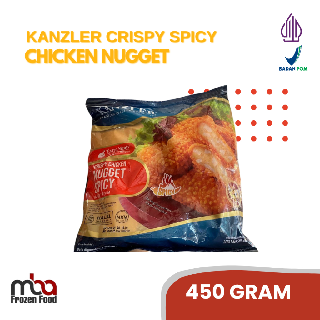 

Kanzler Chicken Nugget Crispy Spicy 450gr /Nugget /AyamTepung /Frozenfood /Nugget Ayam /Makanan Siap Saji /Makanan Beku /Ayam Goreng /Beku /Ayam Beku