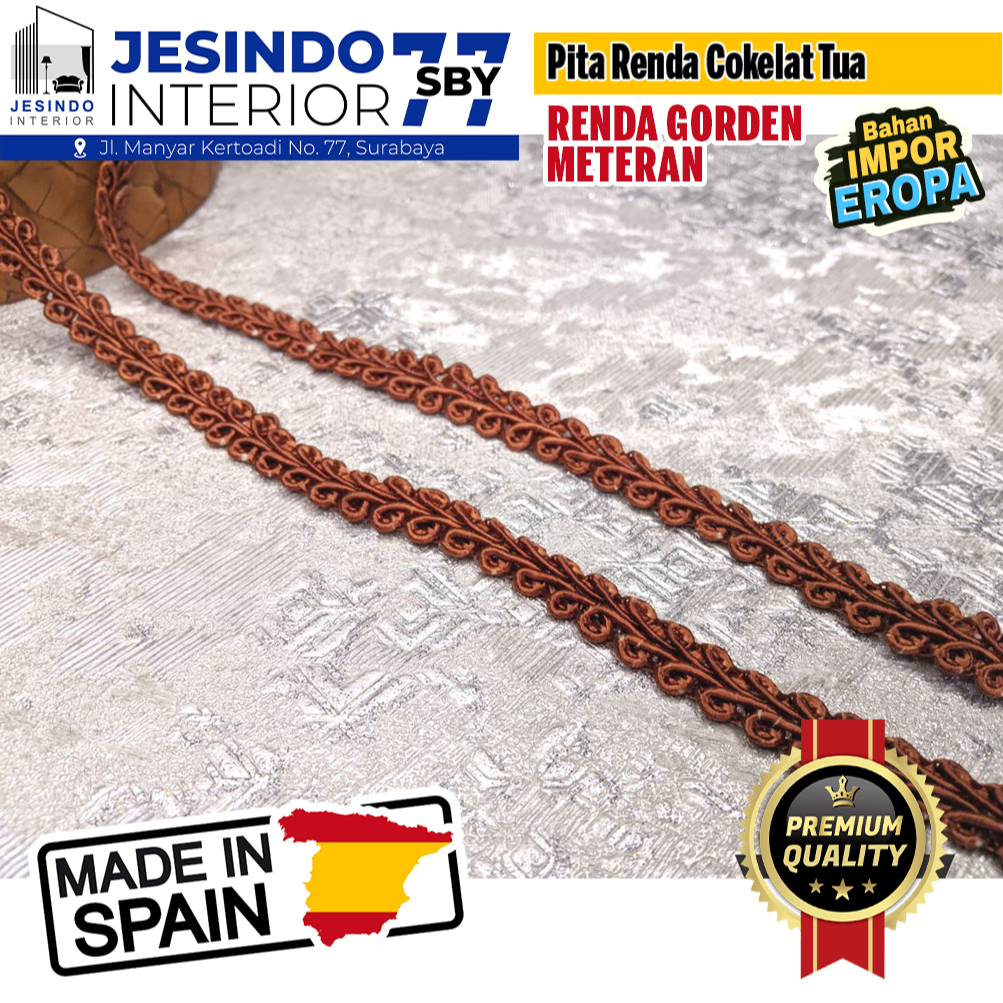 Renda Spanyol RENDA MERAH + PUTIH  Aksesoris Hiasan Interior Gorden Premium Elegan Import Eropa