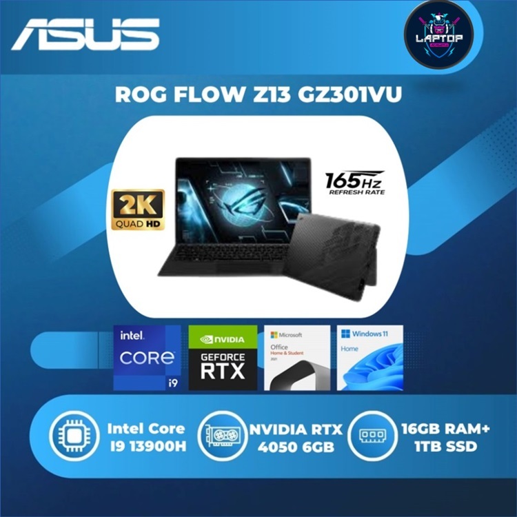 ASUS ROG FLOW Z13 GZ301VU TOUCH I9 13900H RTX4050 6GB/ 16GB 1TB W11+OHS+O365 13.4QHD NEBULA 165HZ PE