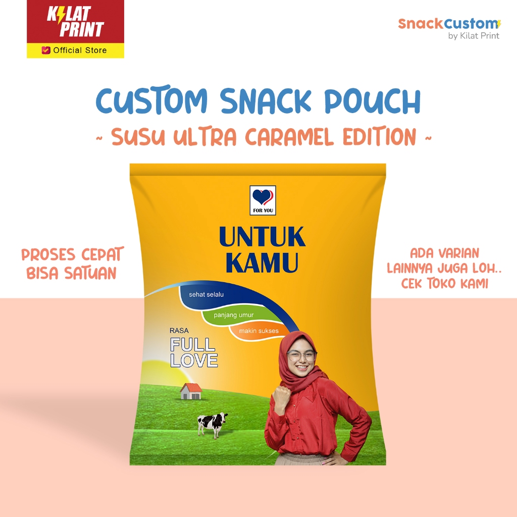 

Snack Custom Foto Teks Bungkus Pouch Jumbo Ala Susu Ultra Caramel