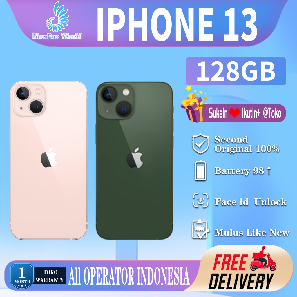 iPhone 13 128GB Second BEKAS Original100% All Sim Mulus Normal Fullset Hp 3utools All Green