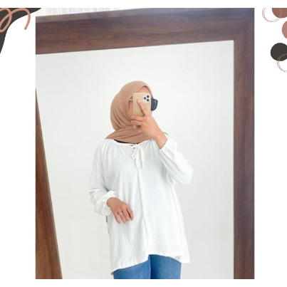 Blouse syar'i wanita muslimah lengan panjang warna putih
