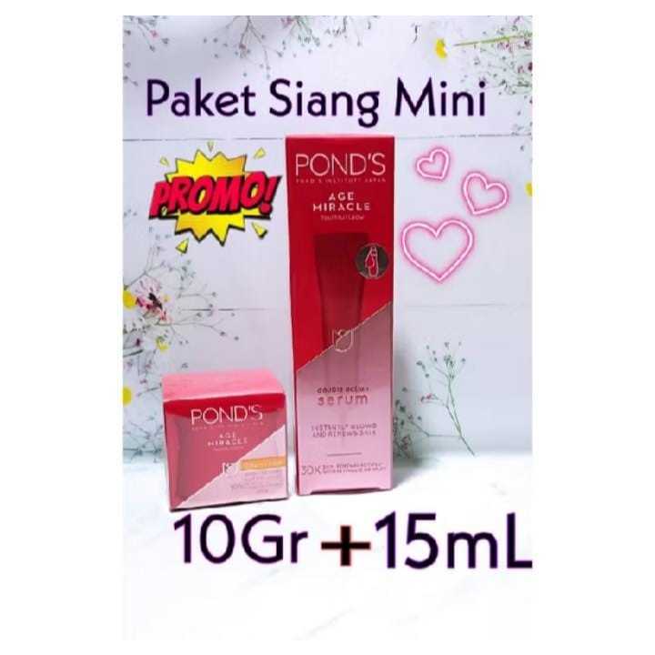 Paket Siang Mini Ponds Age Miracle Youthful Glow Day Cream 10gr + Double Action Serum 15ml Pond's uk