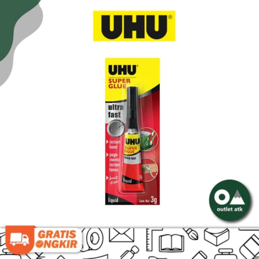 

Lem UHU Super Glue Ultra Fast 3 Gr / Lem Perangkat Serbaguna