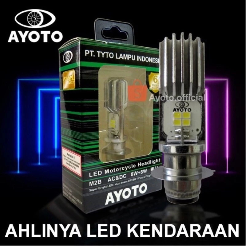 TERMURAH  Lampu LED MOTOR ORIGINAL AYOTO M2B H6 AC/DC 8WATT+8WATT 