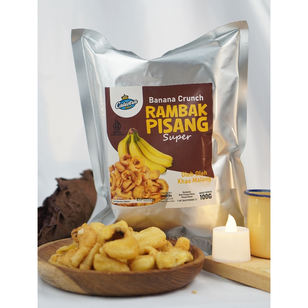 

Forcysn Keripik Rambak Pisang Super 100Gr Calestra Snack Kriuk Unik, Gurih, Dan 100% Pisang Asli