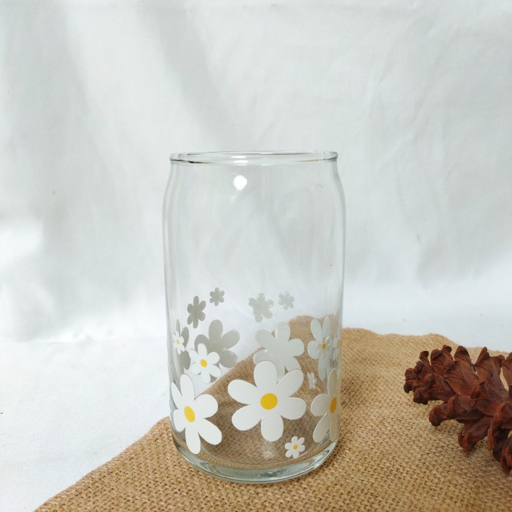 Gelas Kaca Aestethic Gift Souvenir Custom Motif Print UV DTF