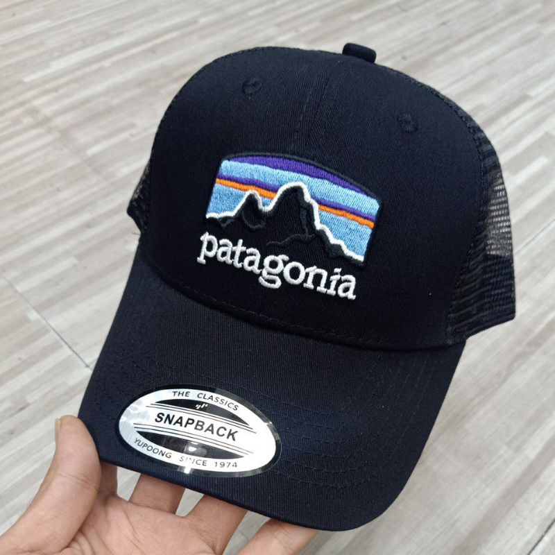 Topi Trucker Patagonia black Topi Baseball Import Unisex