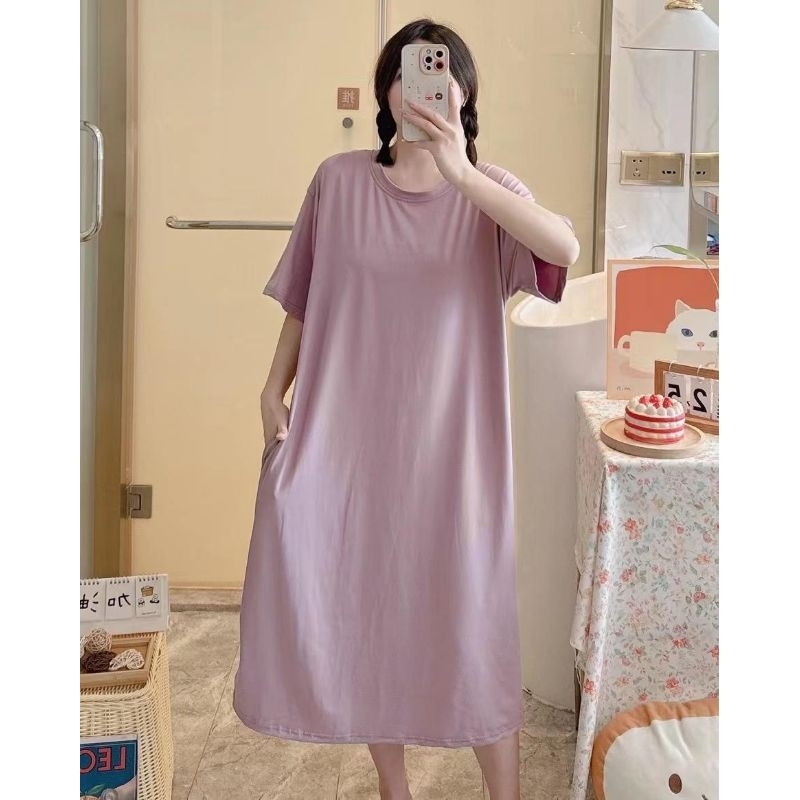 [COD] Daster Impor Bahan Knit | Daster Korea Wanita Non Busui Friendly | Pakaian Tidur Cewek Bahan S