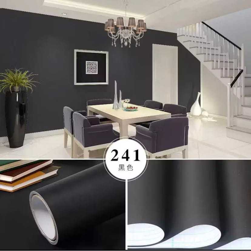 Wallpaper Sticker Dinding Hitam Polos