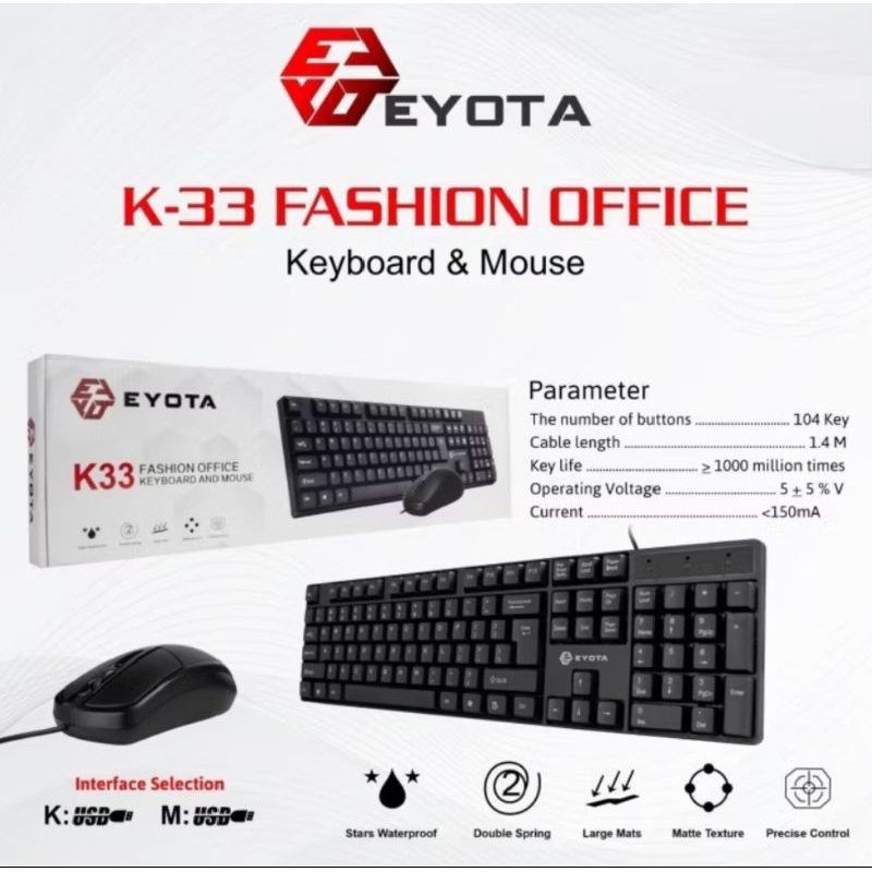 KEYBOARD MOUSE EYOTA K33 Keyboard + Mouse usb eyota paket