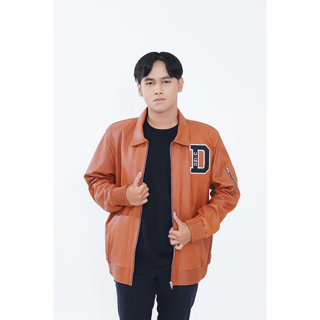 Levara Men Leather Jacket - Bomber Brown | Jaket Kulit Pria