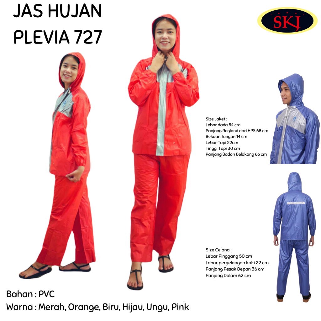 Jas Hujan PLEVIA 727 Jaket Celana / Mantol Anak Remaja Laki Perempuan Kombinasi [HARGA GROSIR]