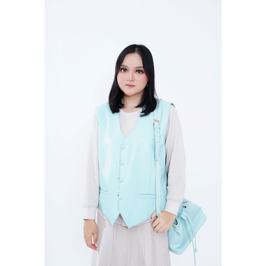 Levara Women Leather Jacket - Vest Blue | Jaket Kulit Wanita