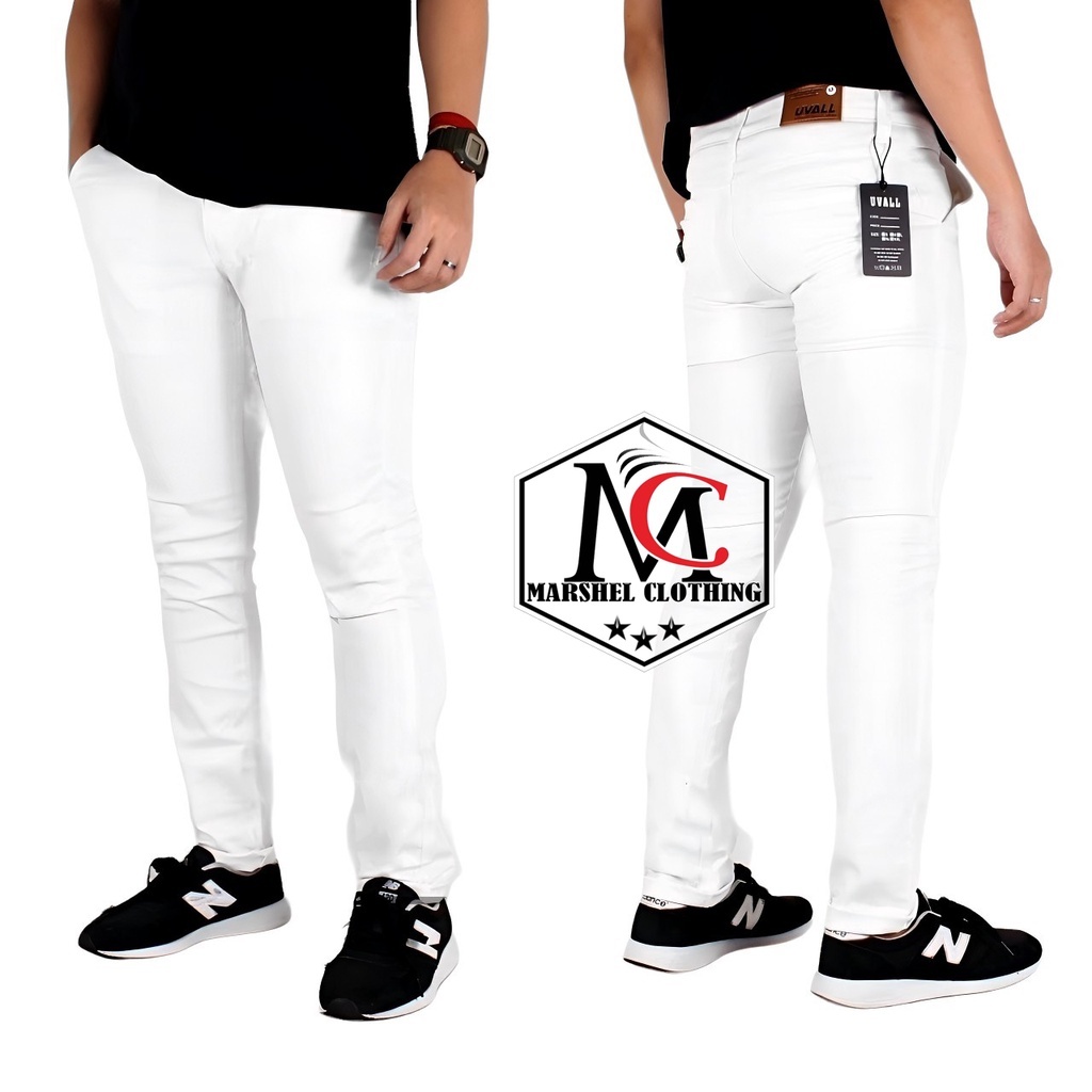 Celana Chino Putih Panjang Pria Original Uvall / Celana Chino Cowok Skinny Murah Ukuran Jumbo