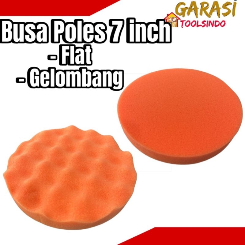 Busa poles 7 inch flat gelombang 180 mm sponge spon mesin poles aksesoris mesin polisher busa velcro
