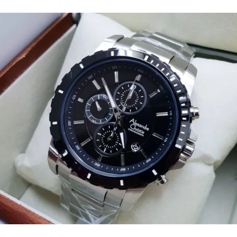 Jam Tangan Pria Alexandre Cristie AC6141 Original Sillver Black