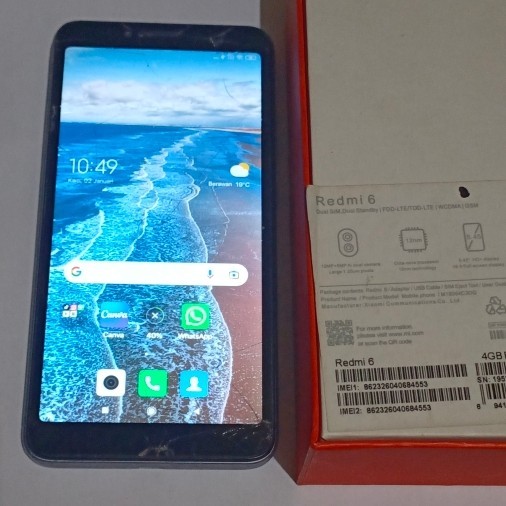 hp handphone xiaomi redmi 6 komplit second original seken bekas termurah