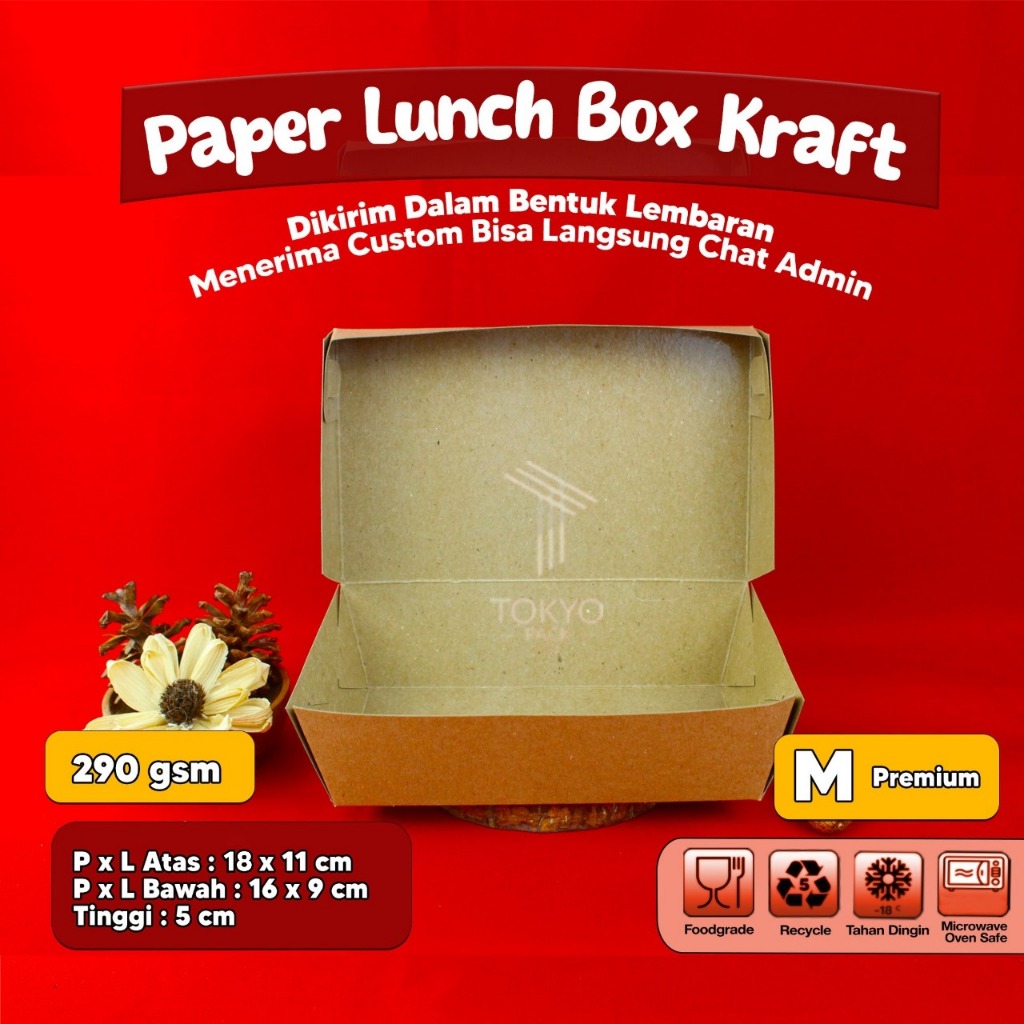 PAPER LUNCH BOX M BAHAN KRAFT/LUNCH BOX PAPER M COKLAT