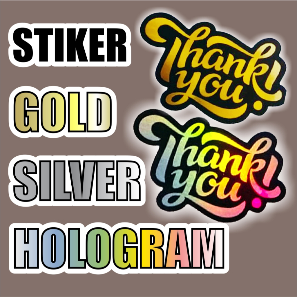 

Stiker thank you stiker hologram stiker gold sticker silver mewah elegan