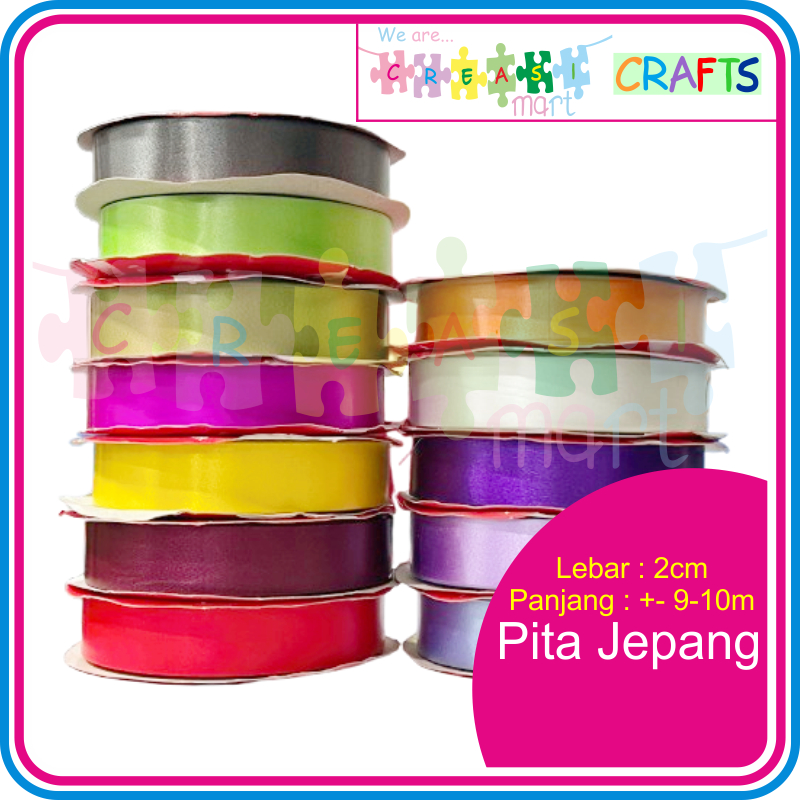 

Pita Jepang / Kado Lebar 2cm Panjang +-9-10 meter Pita Plastik Polos Rol Banyak Warna