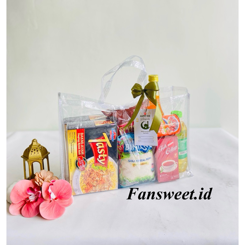 

1 Lusin Tas Mika Transparan Hampers Lebaran Sembako P36 x L01 x T25 cm