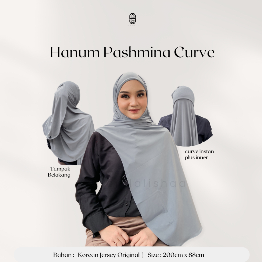 Officialalishaa - Hanum Pashmina Curve | Pashmina Inner |Jilbab Inner Ciput | Korean Jersey Premium